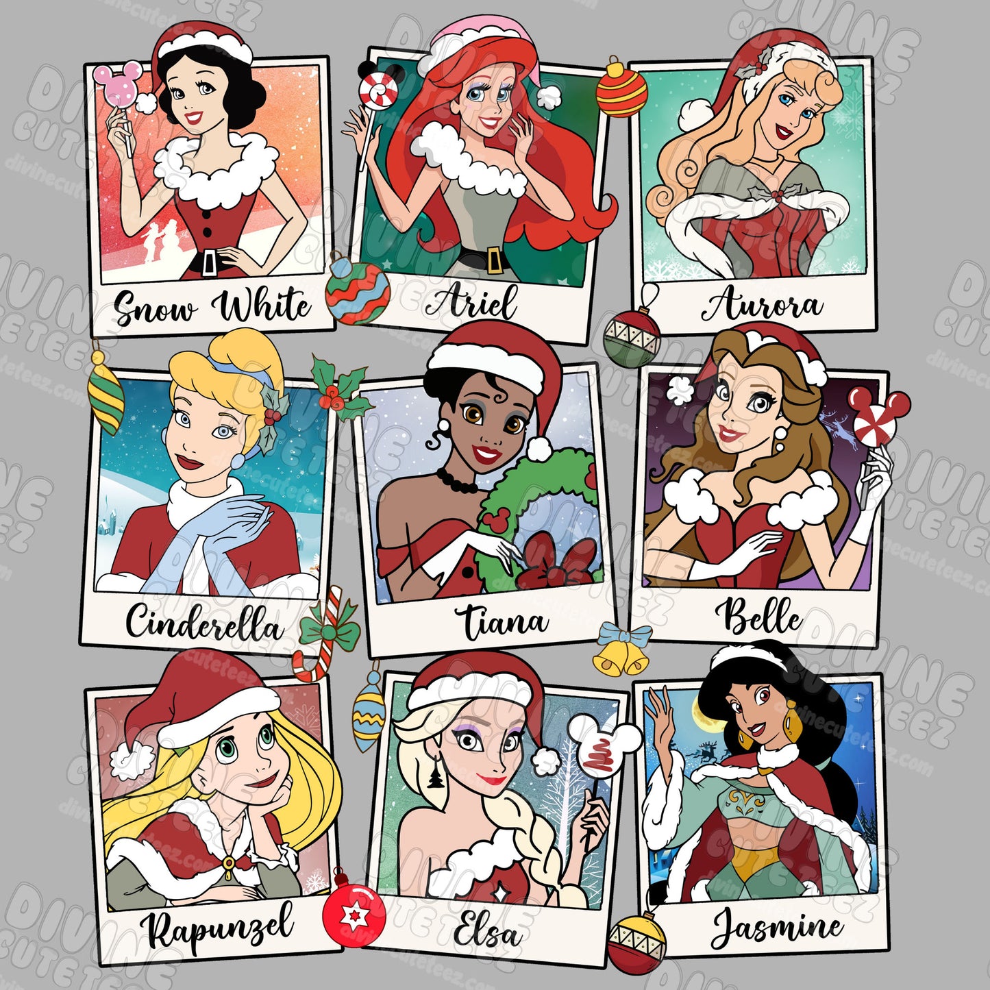 Christmas Disney Princesses DTF Transfer