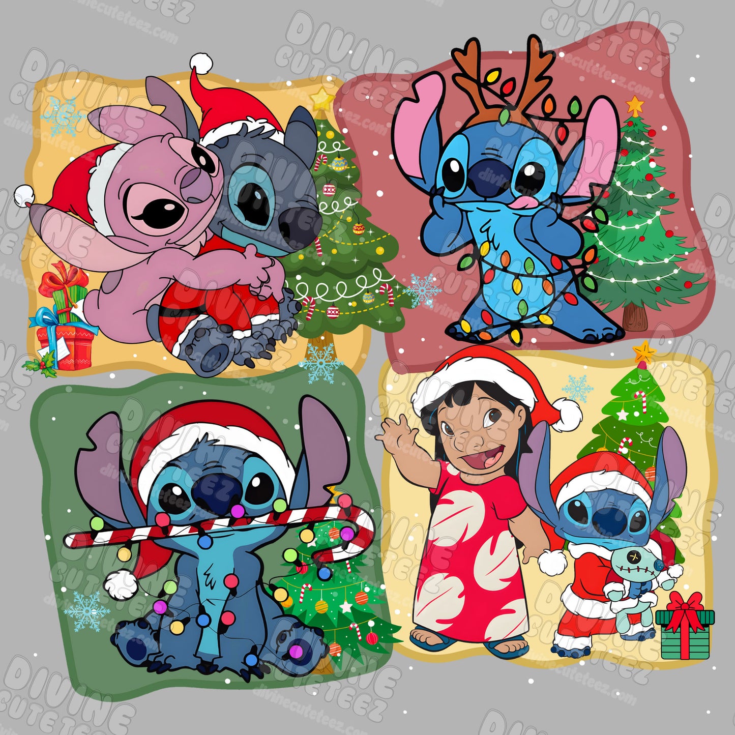 Stitch Christmas Collage DTF Transfer