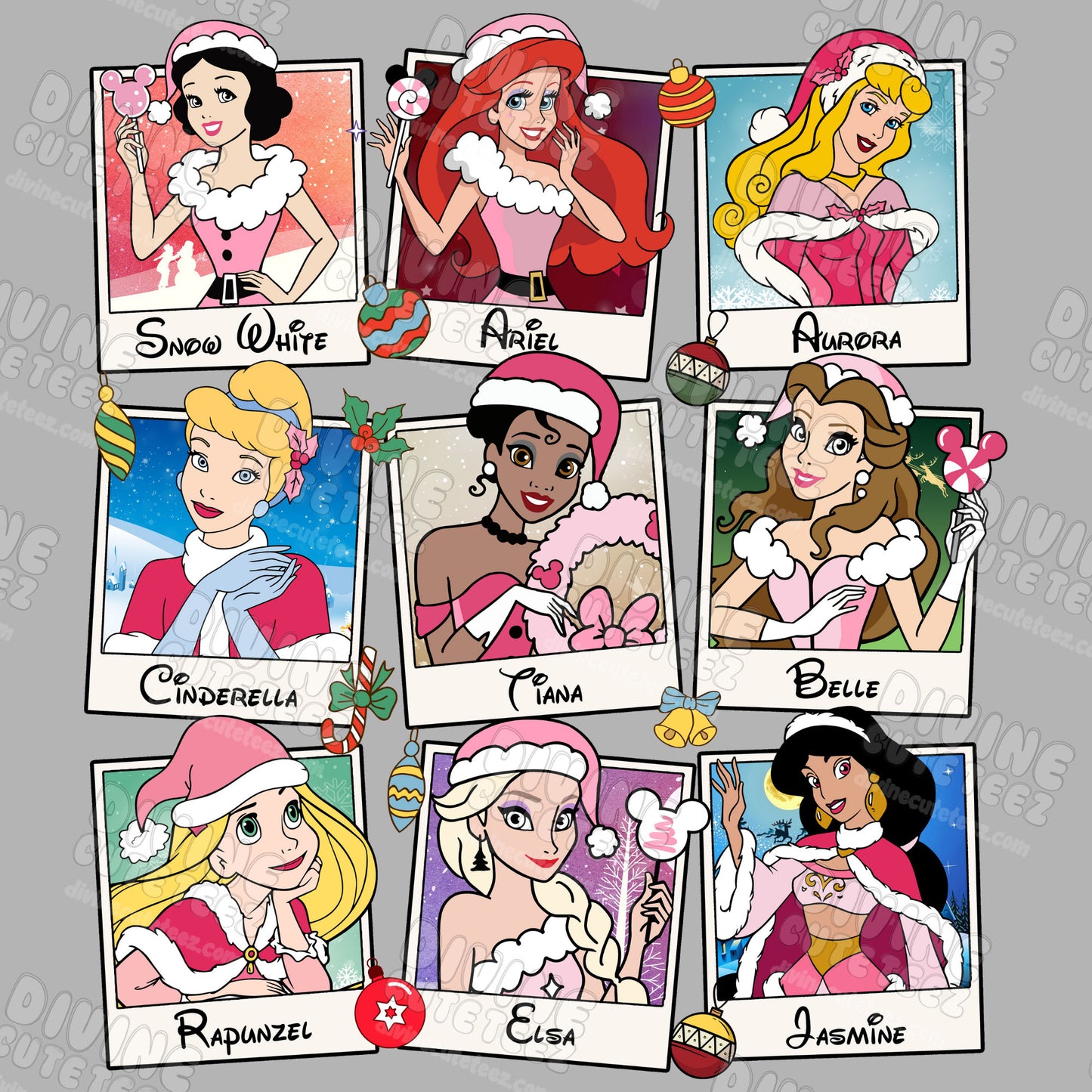 Christmas Disney Princesses DTF Transfer
