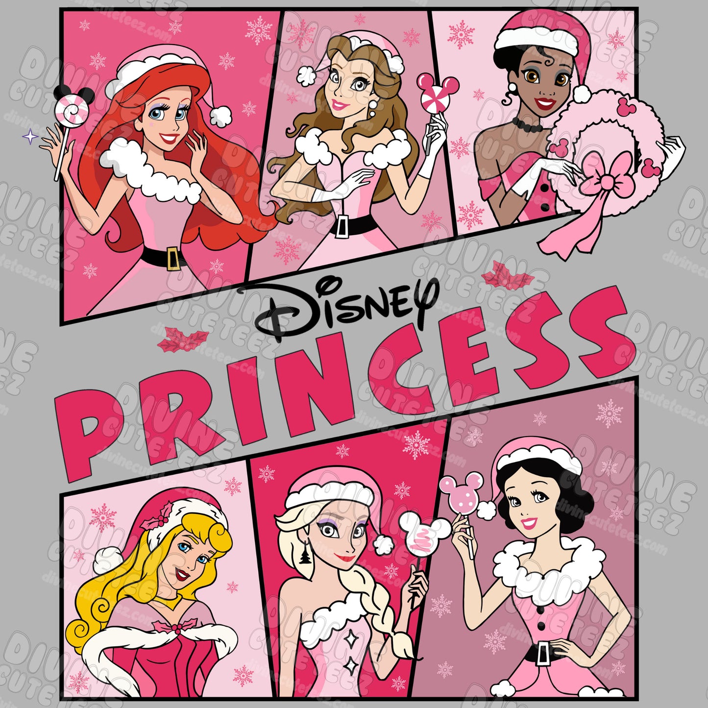 Christmas Disney Princesses DTF Transfer
