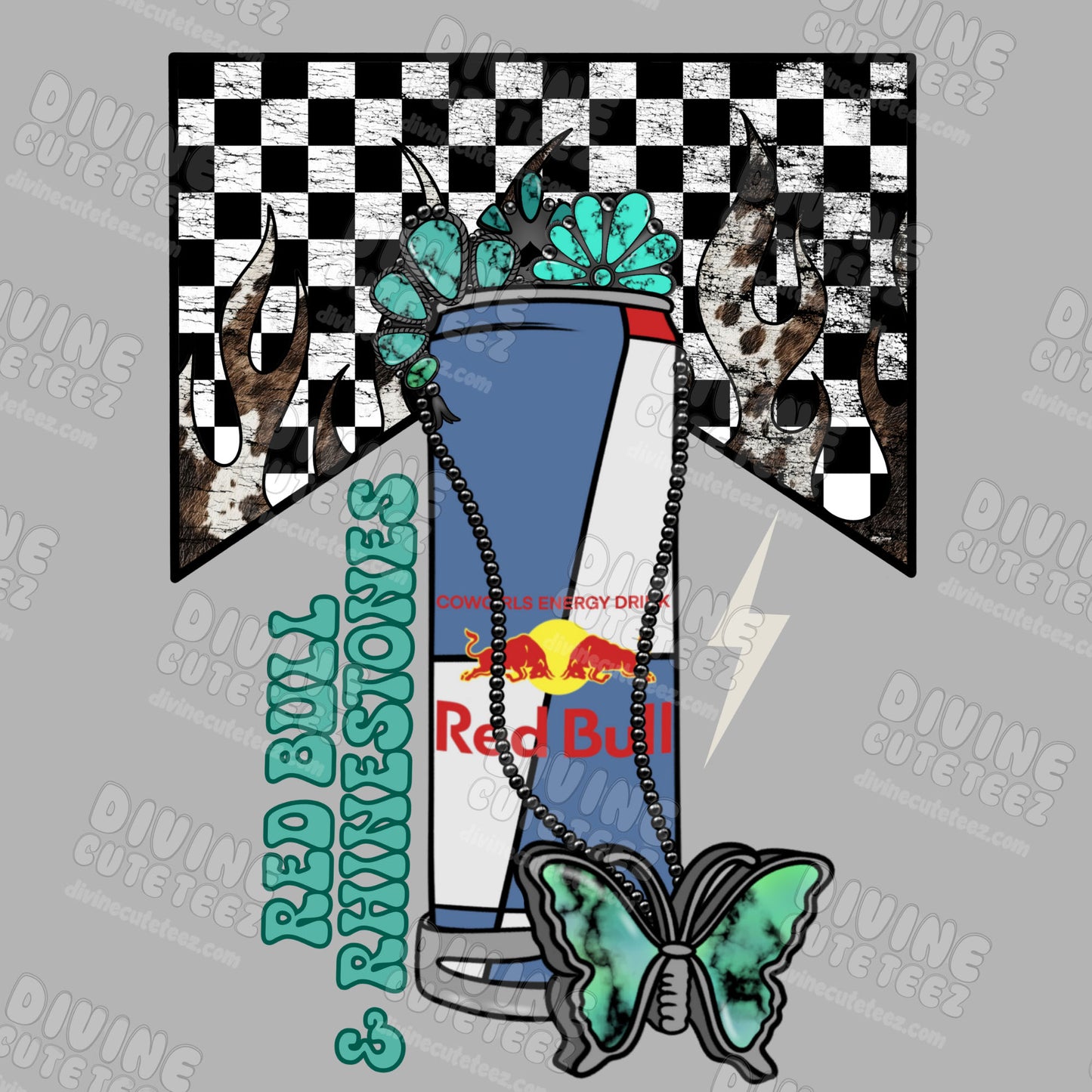 Redbull & Rhinestones DTF Transfer