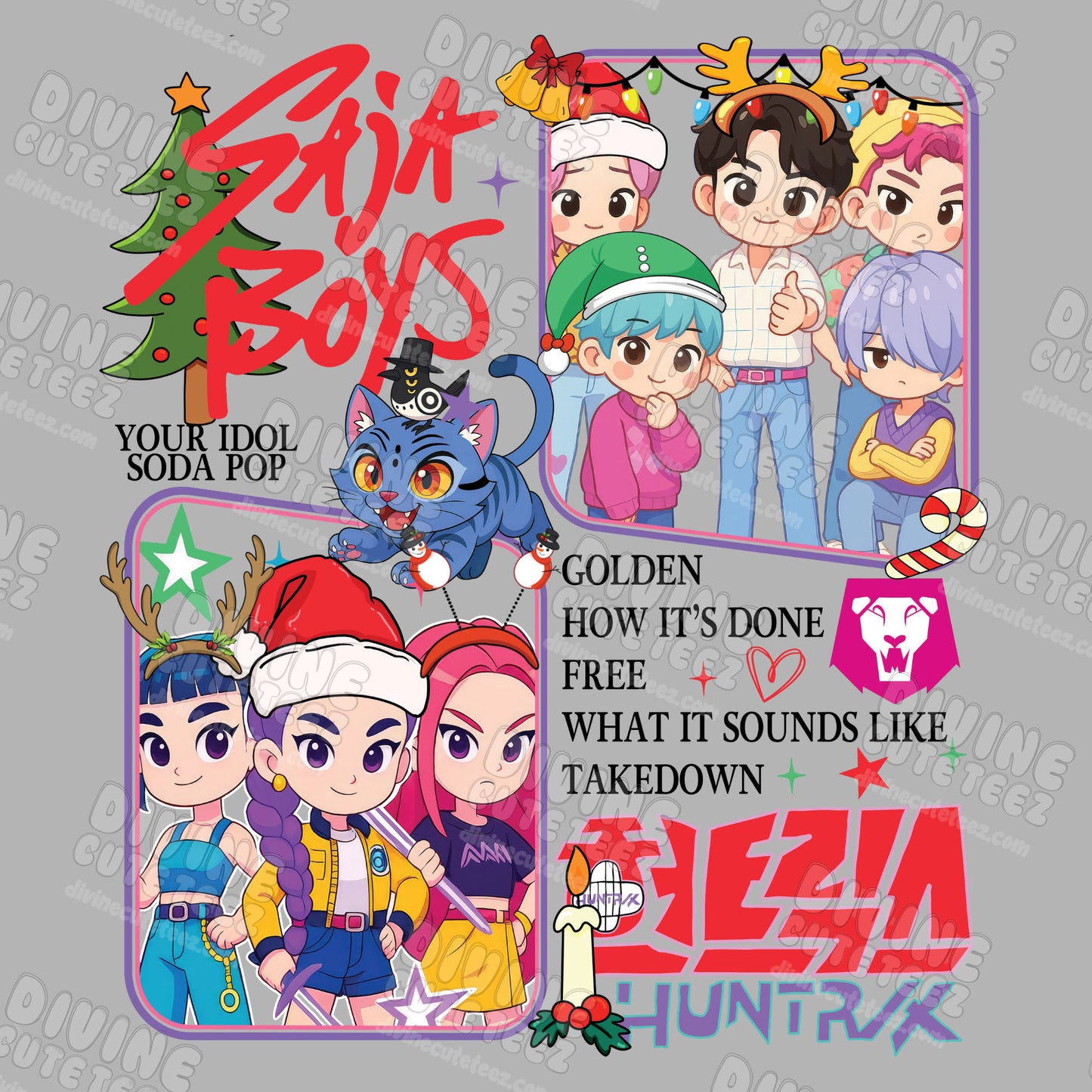 Saja Boys Huntrix Holiday DTF Transfer