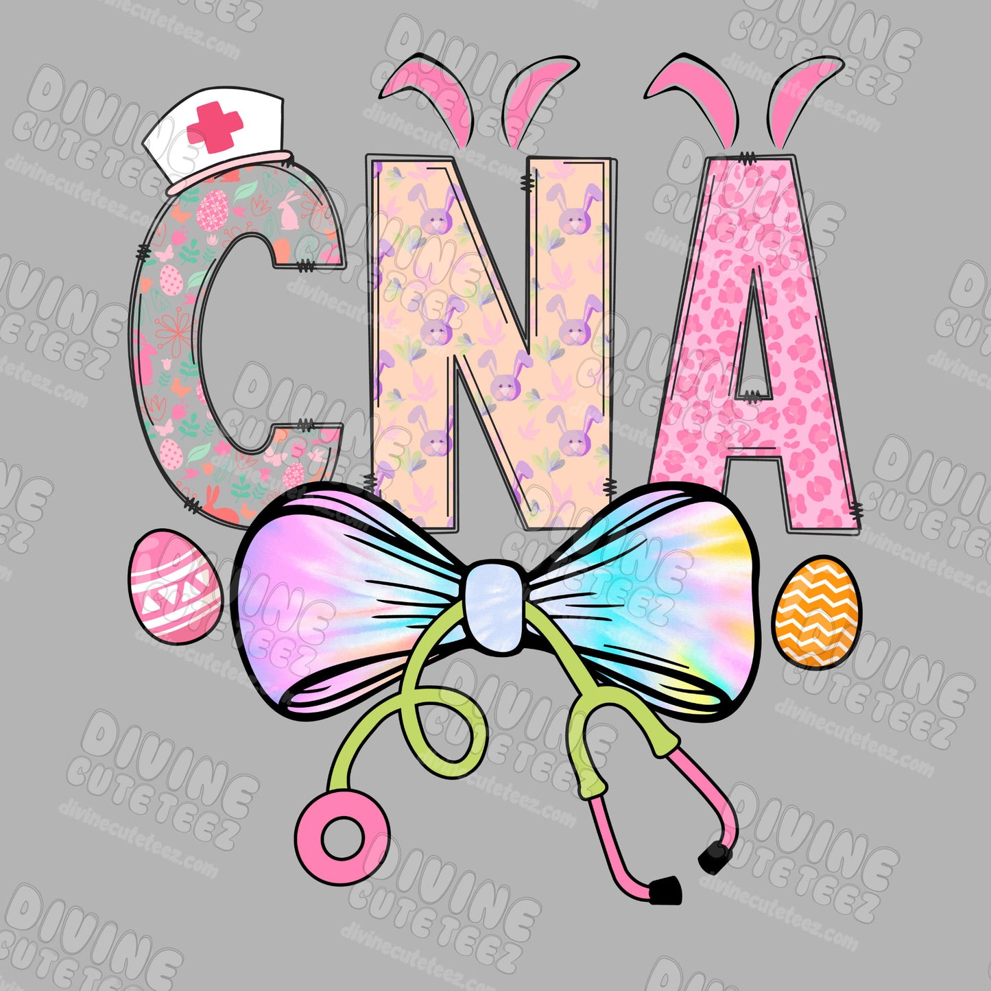 Tye-dye Bow CNA DTF Transfer