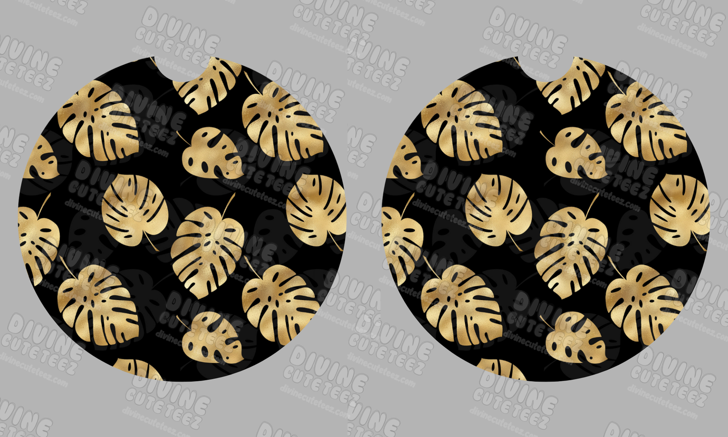 Gold Leaves Sublimation Coaster Set