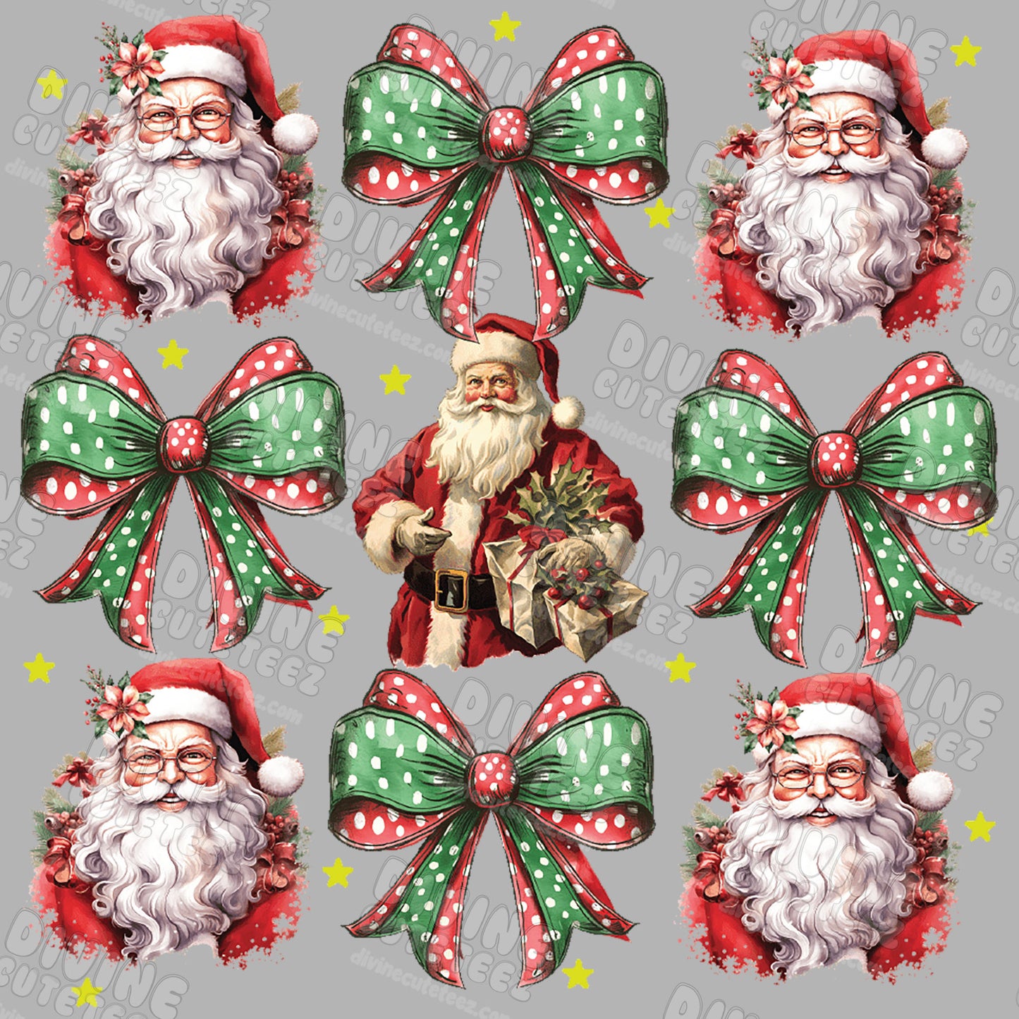 Santa Bows Collage DTF Transfer