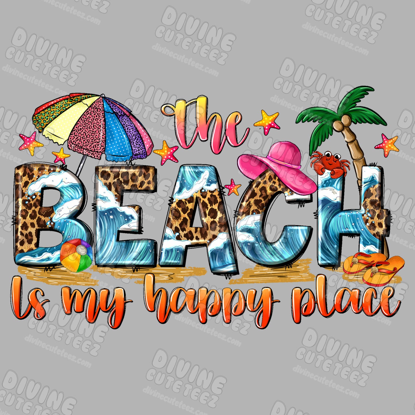 The Beach Is My Happy Place DTF Transfer