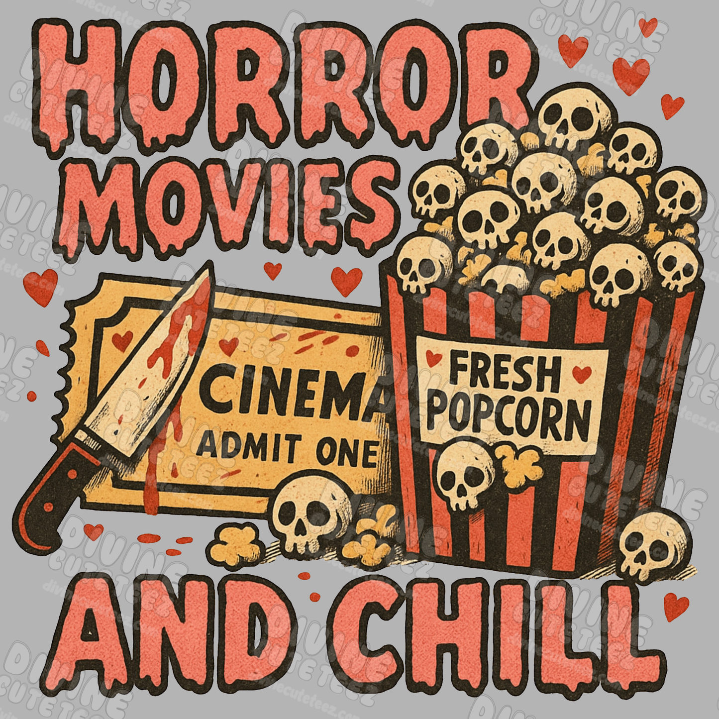 Horror Movies And Chill DTF Transfer