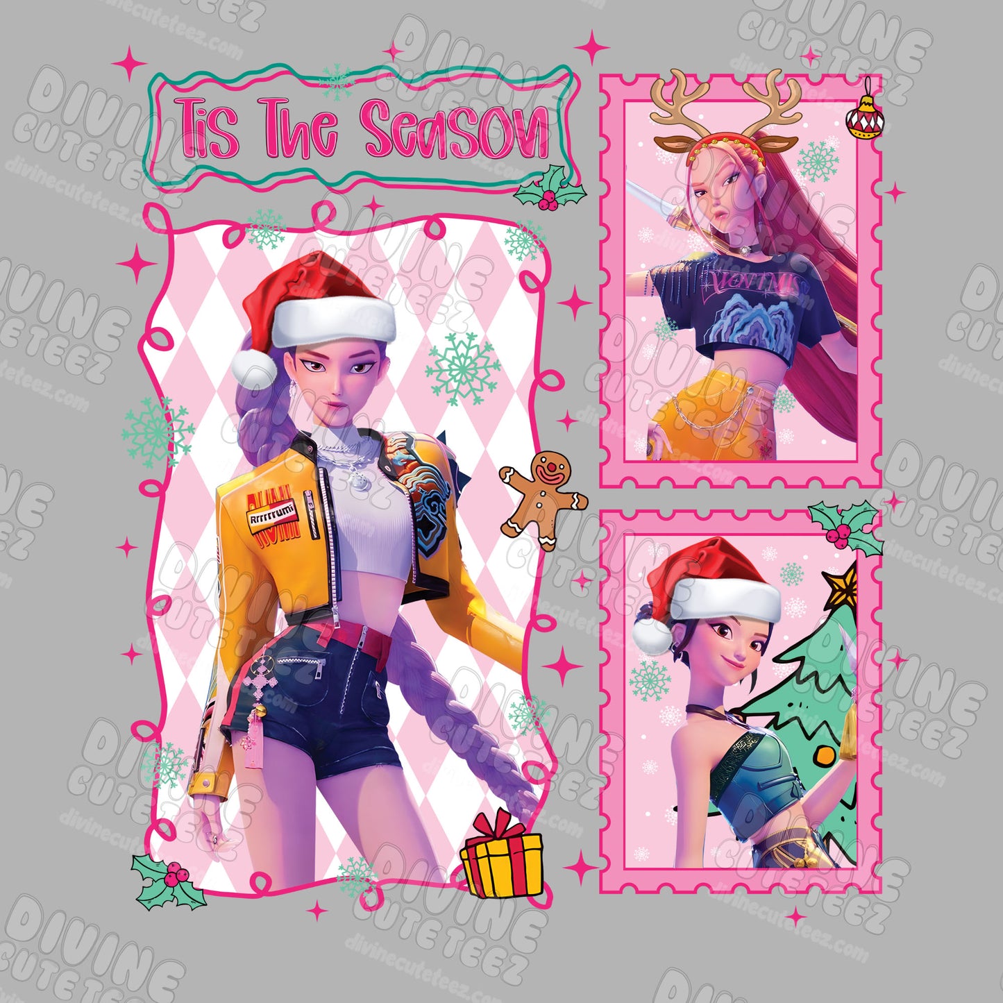 Huntrix Tis The Season Pink DTF Transfer