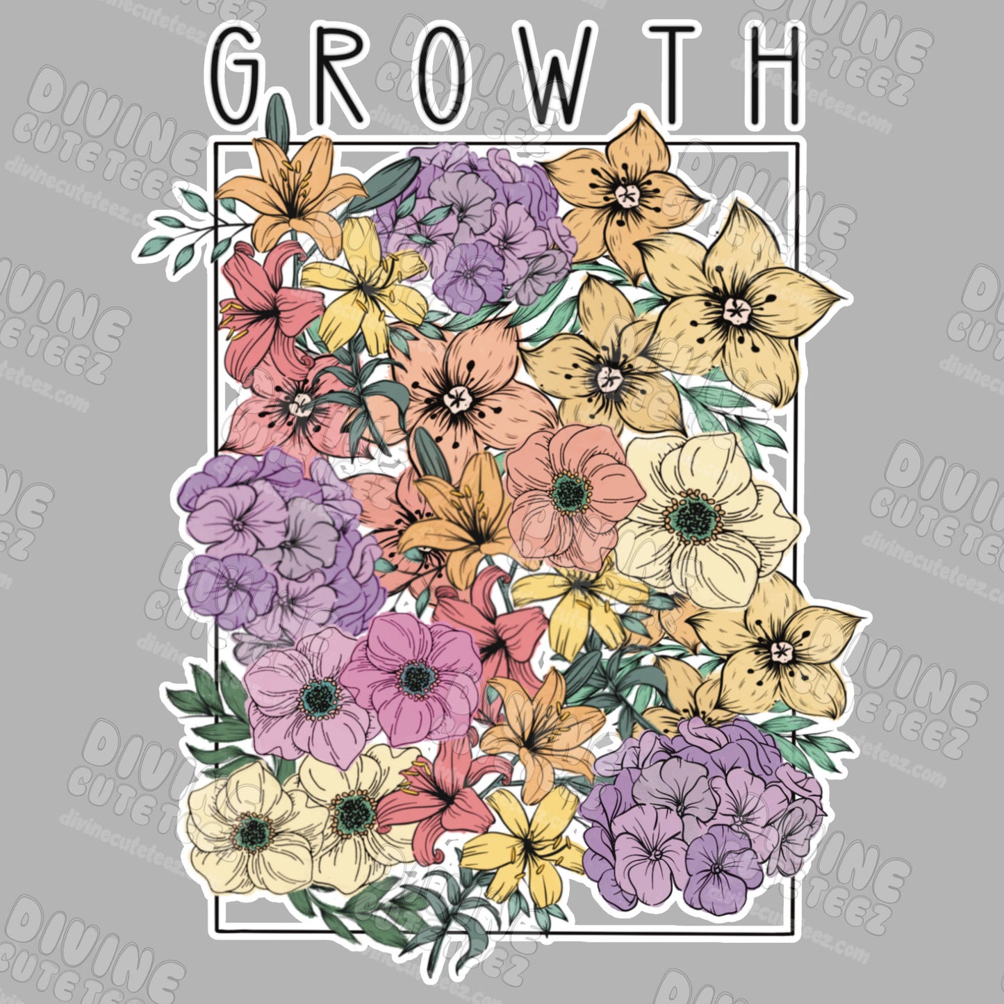 Growth Floral Frame DTF Transfer