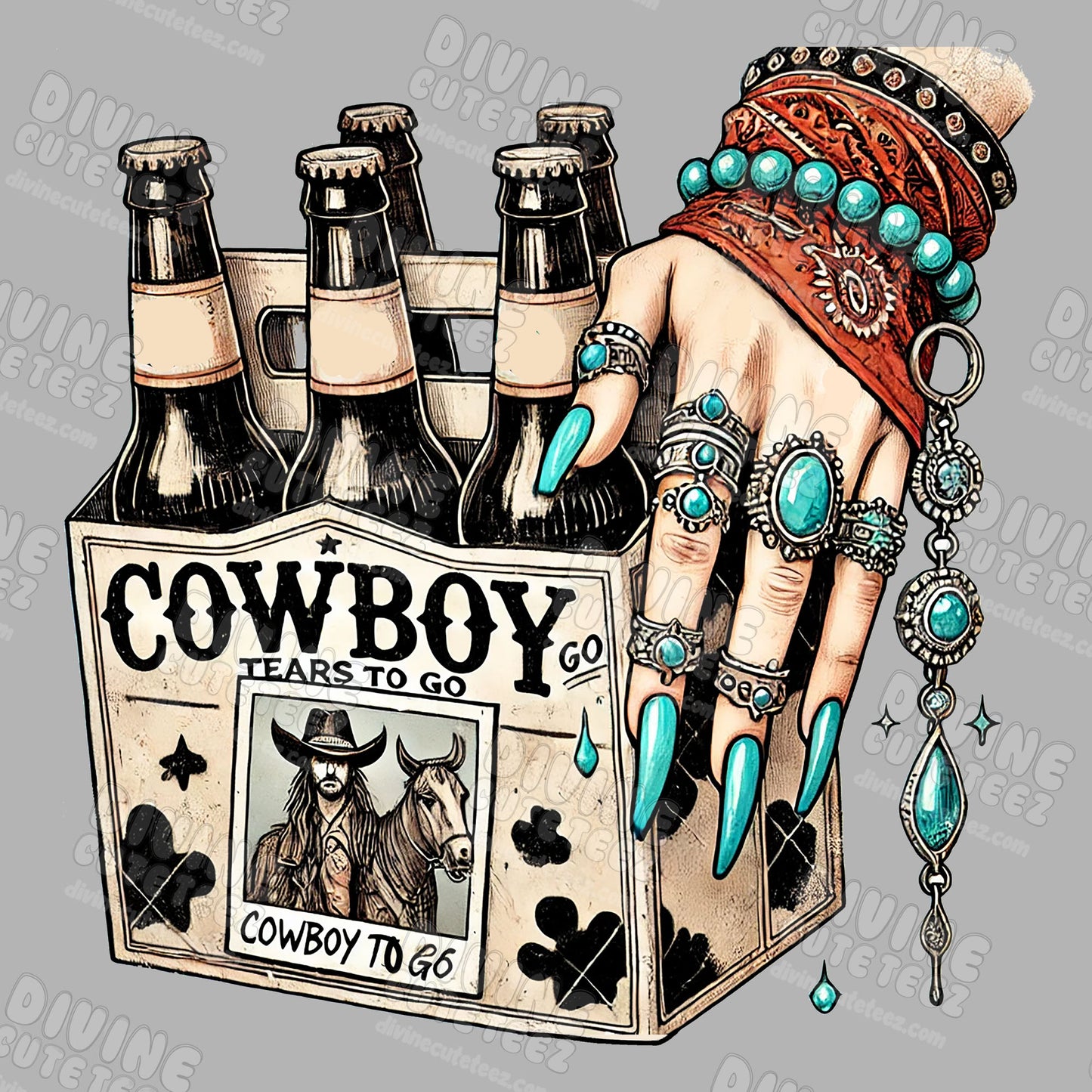 Cowboy Tears To Go DTF Transfer