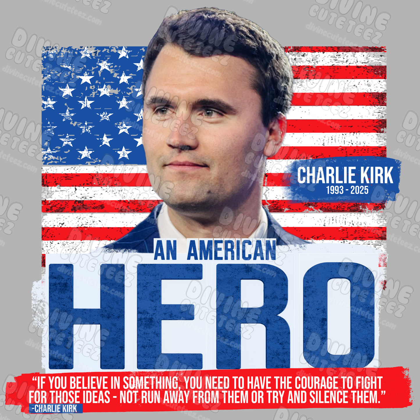 All American Hero Charlie Kirk DTF Transfer