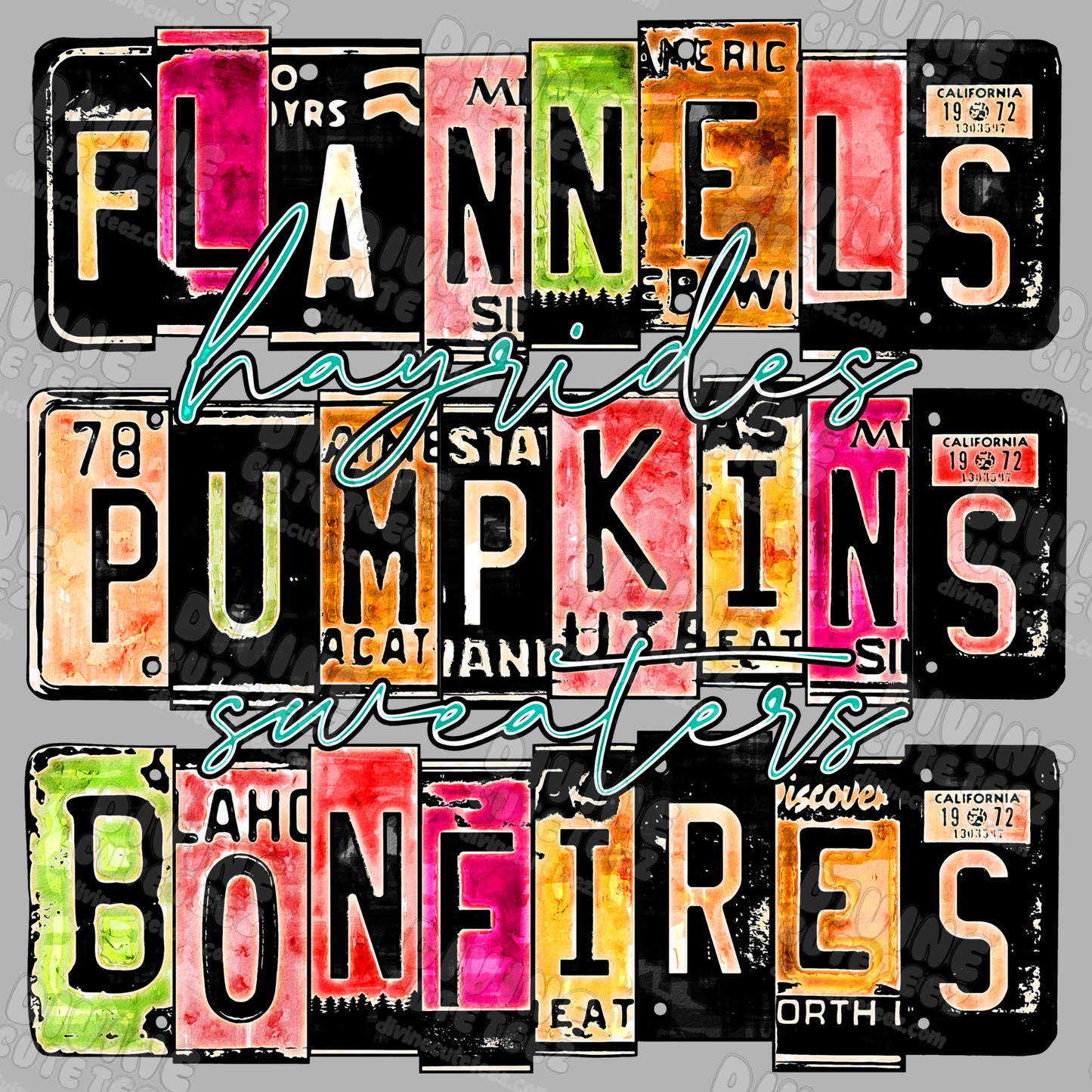 Flannels Pumpkins Bonfires DTF Transfer
