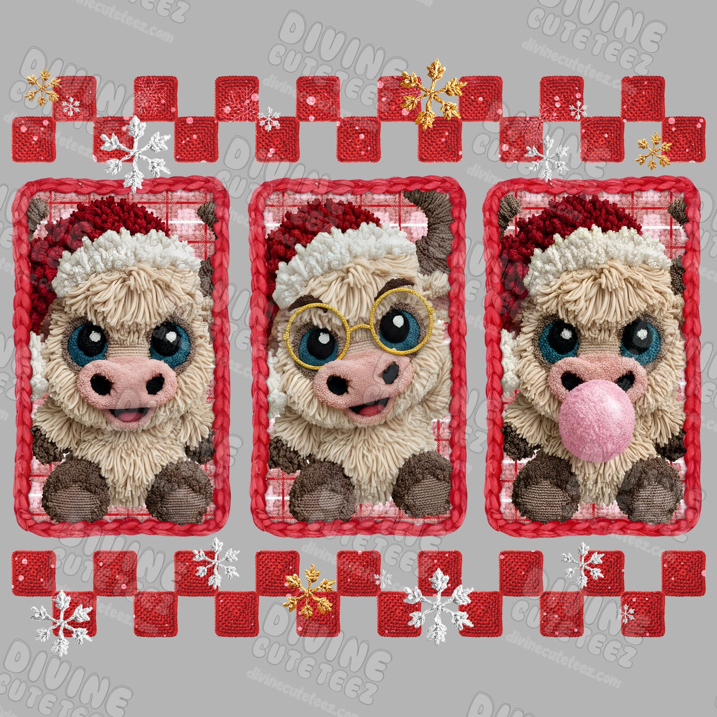 Chenille Cow Frames DTF Transfer