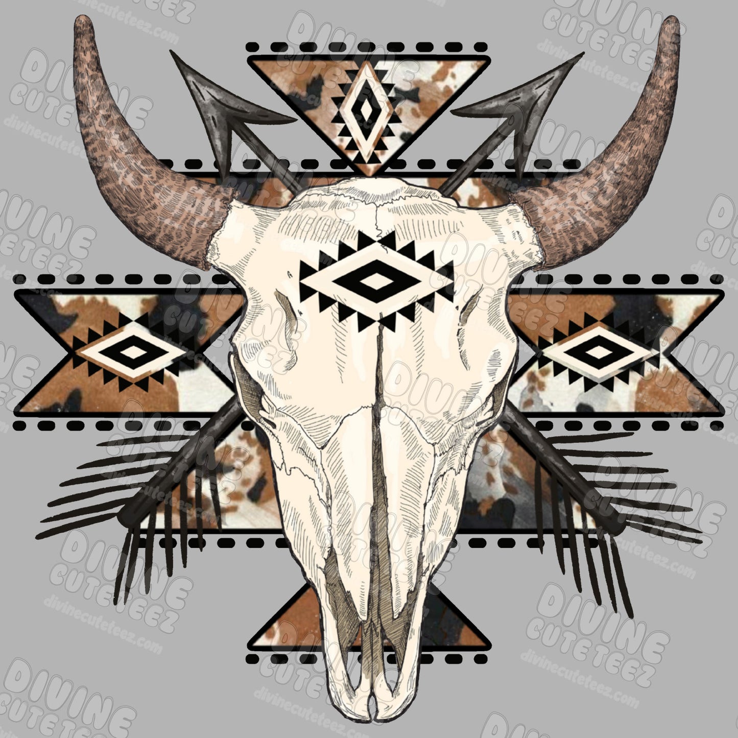 Western Aztec Skull DTF Transfer