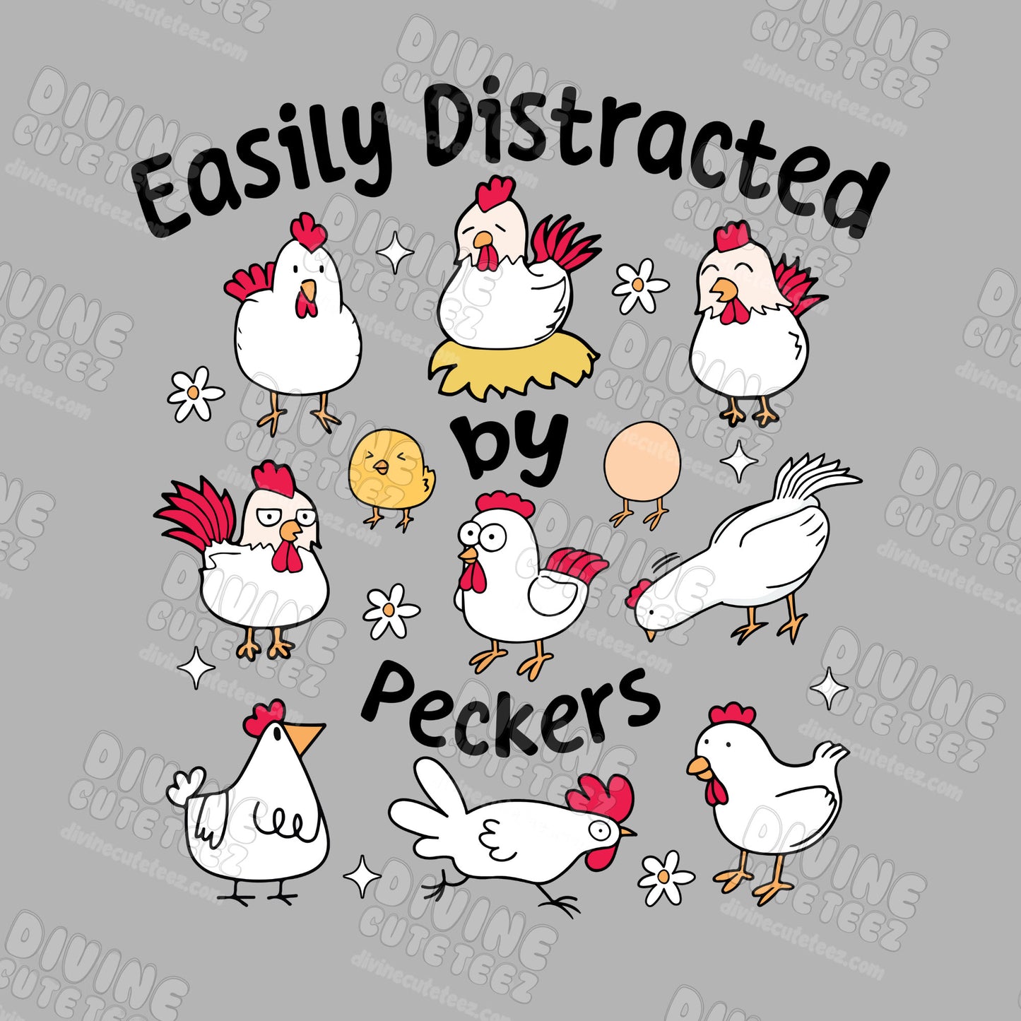 Easily Distracted Chickens DTF Transfer
