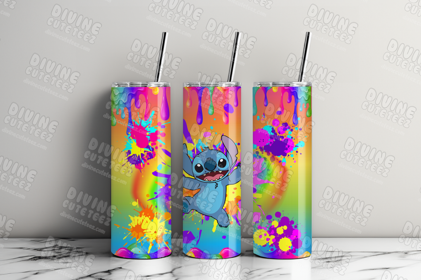 Tie Dye Drippy Stitch 20oz Sublimation Transfer