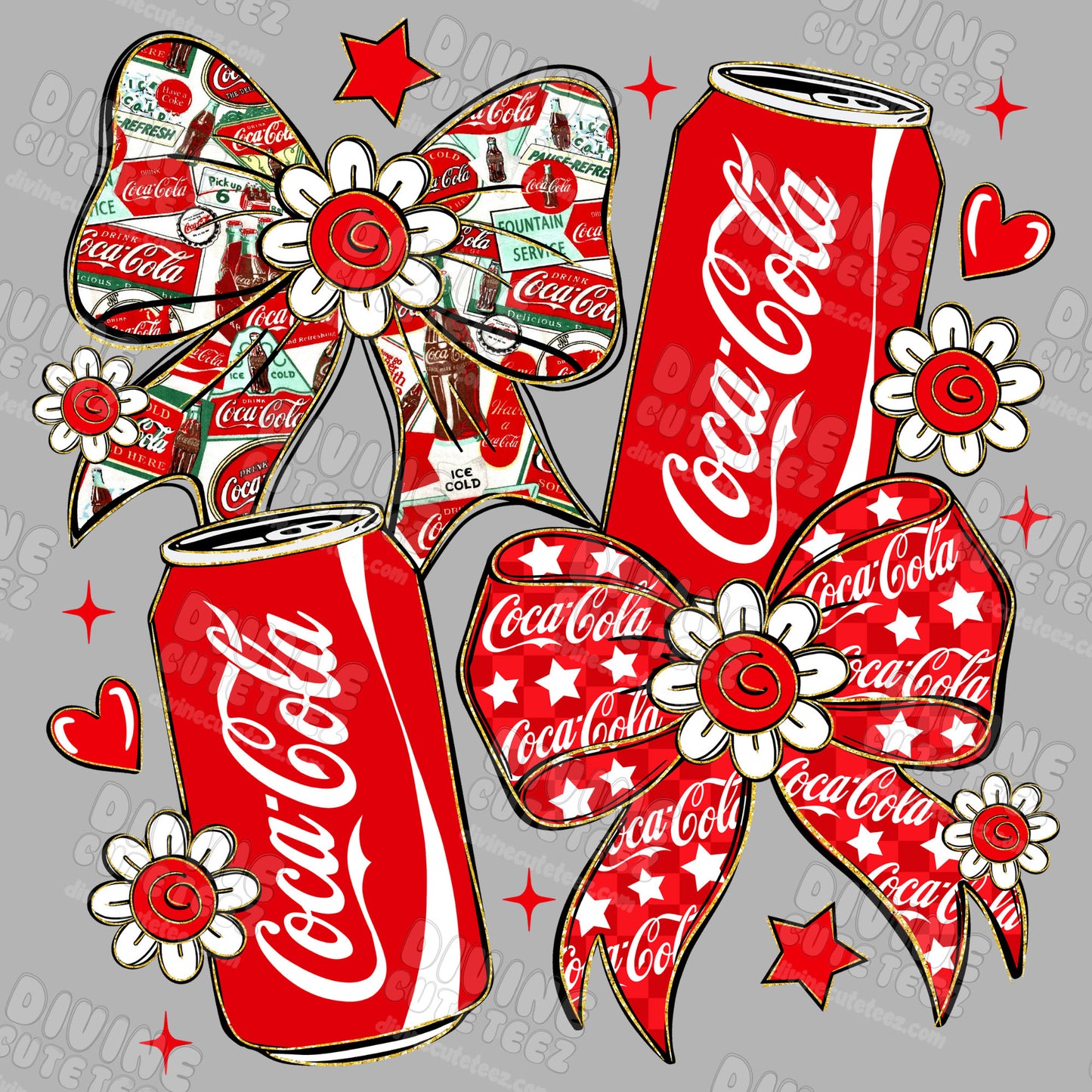 CocaCola Bows Collage DTF Transfer