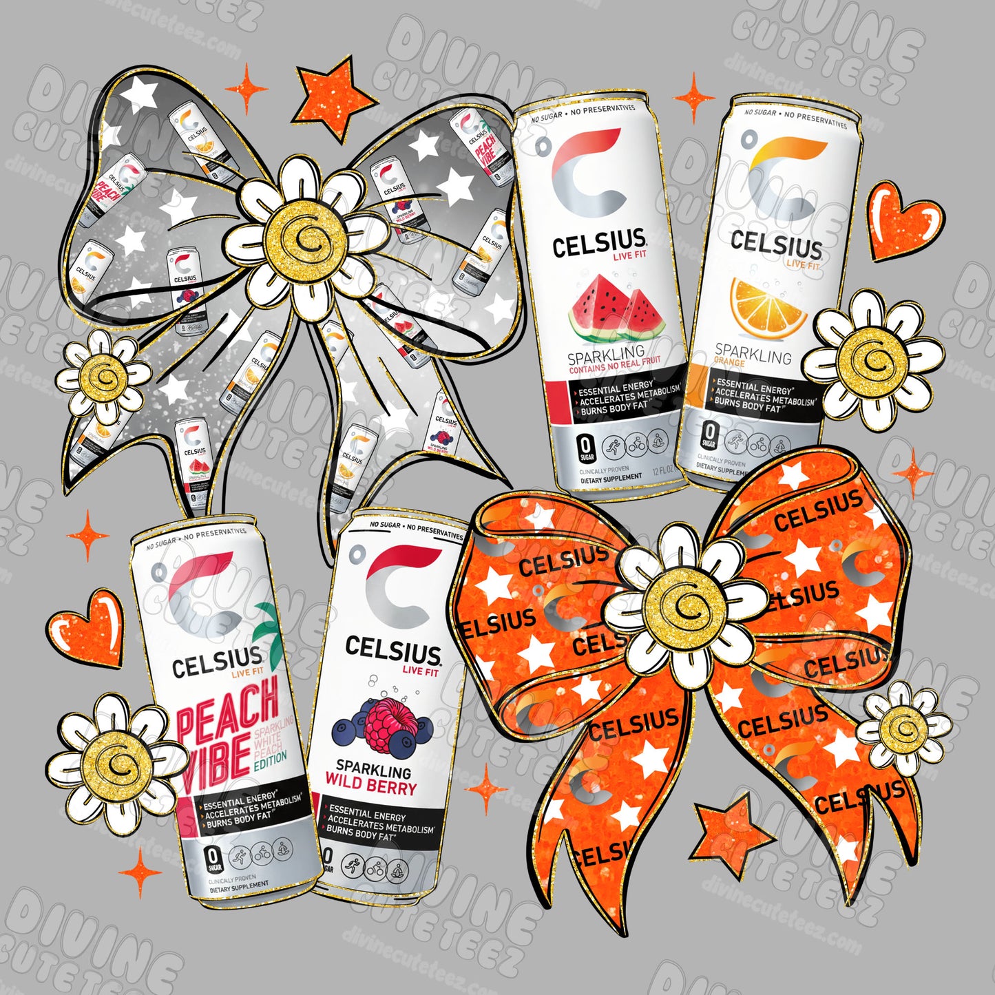 Celsius Bows Collage DTF Transfer