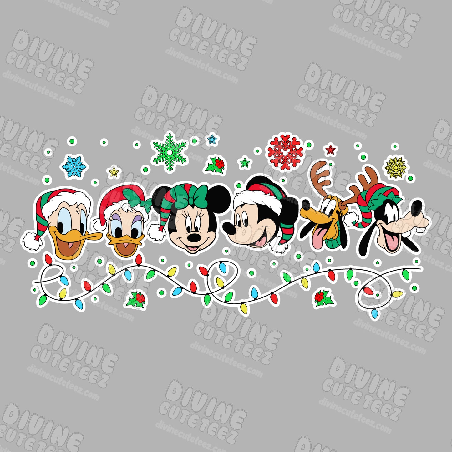 Mickey & Friends Christmas Lights DTF Transfer