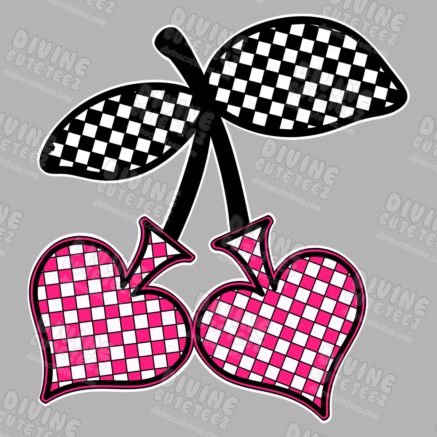 Checkered Spade Cherries DTF Transfer