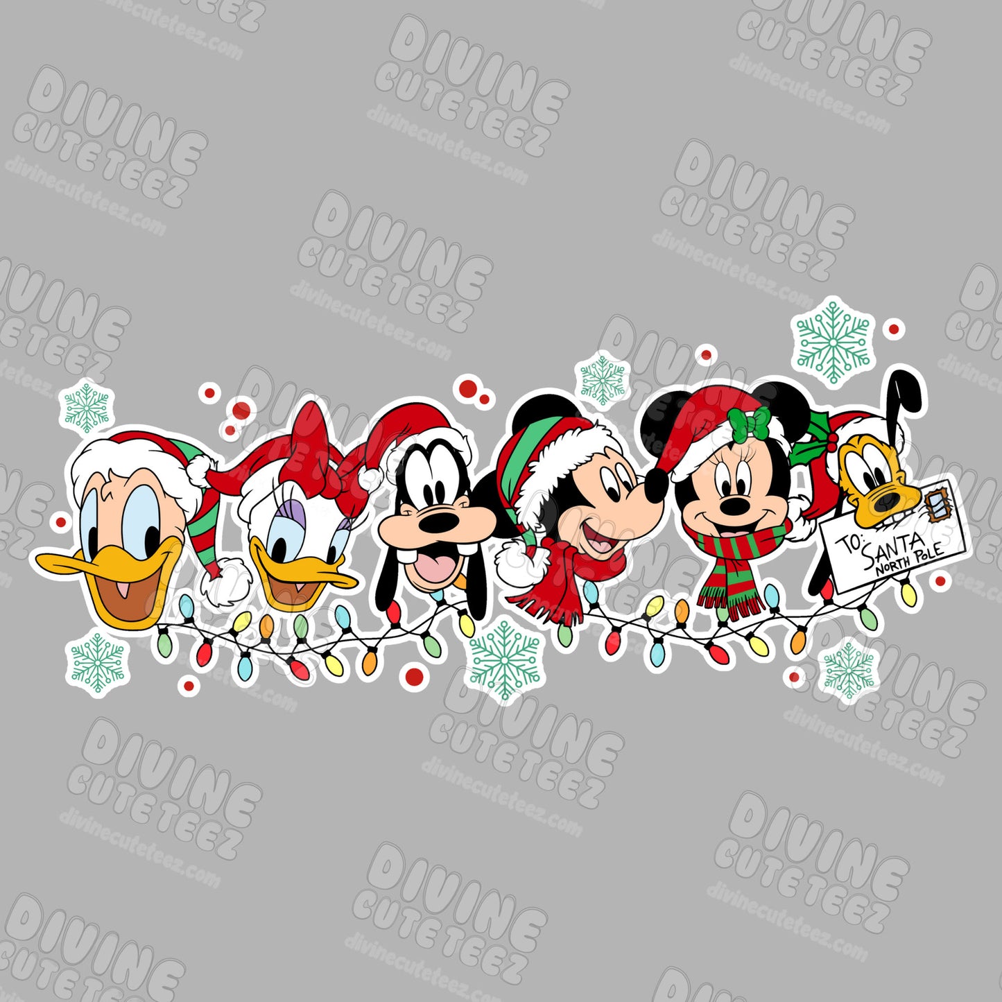 Mickey & Friends Christmas Lights DTF Transfer