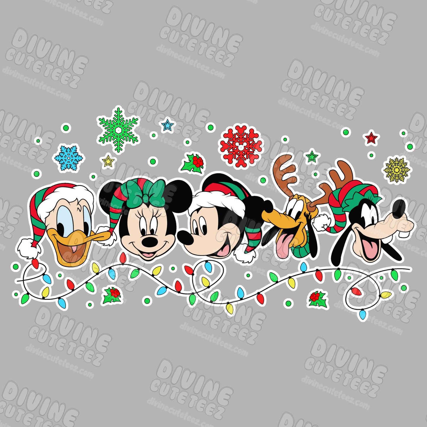 Mickey & Friends Christmas Lights DTF Transfer