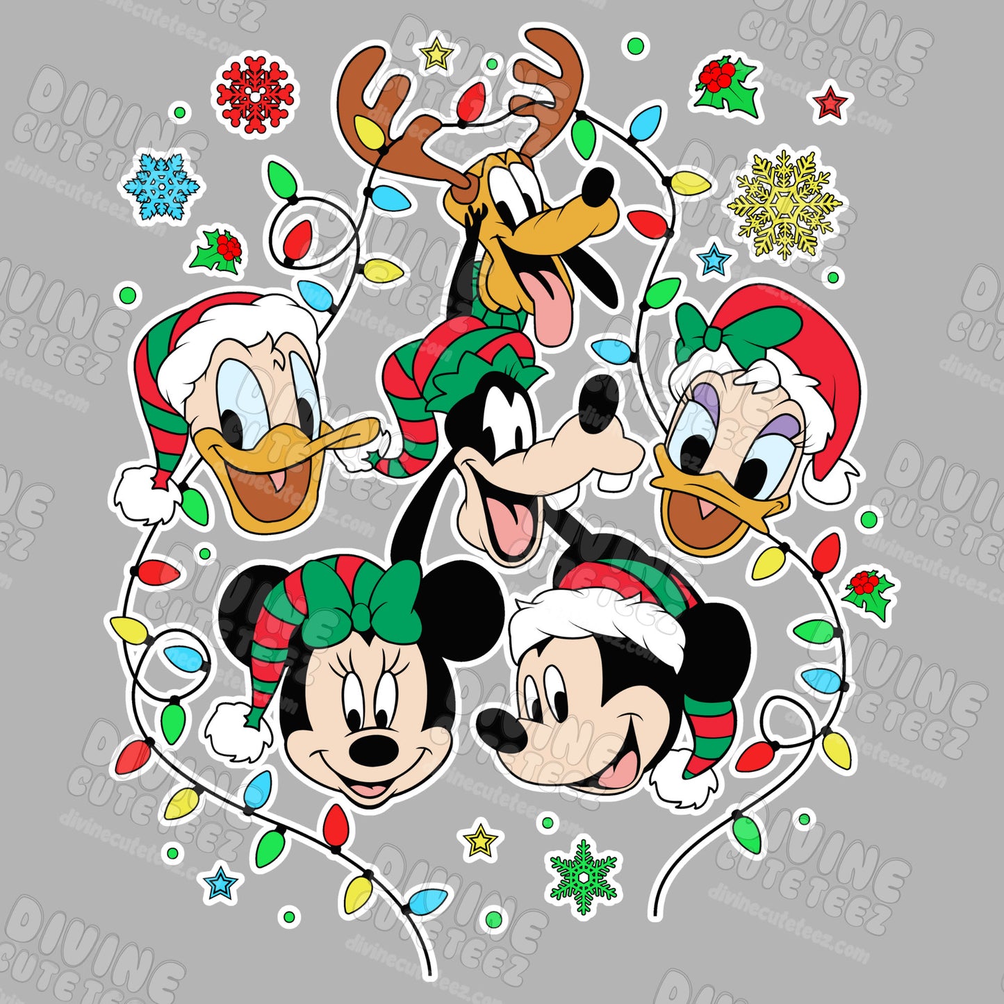 Mickey & Friends Christmas Lights DTF Transfer
