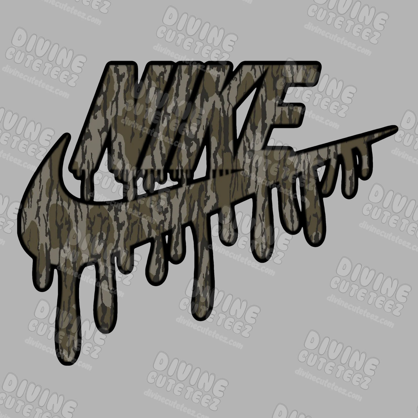 Digital Camo Drip Swoosh DTF Transfer
