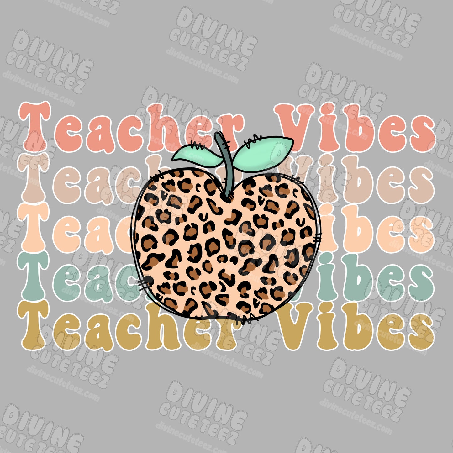 Teacher Vibes Cheetah Apple DTF Transfer