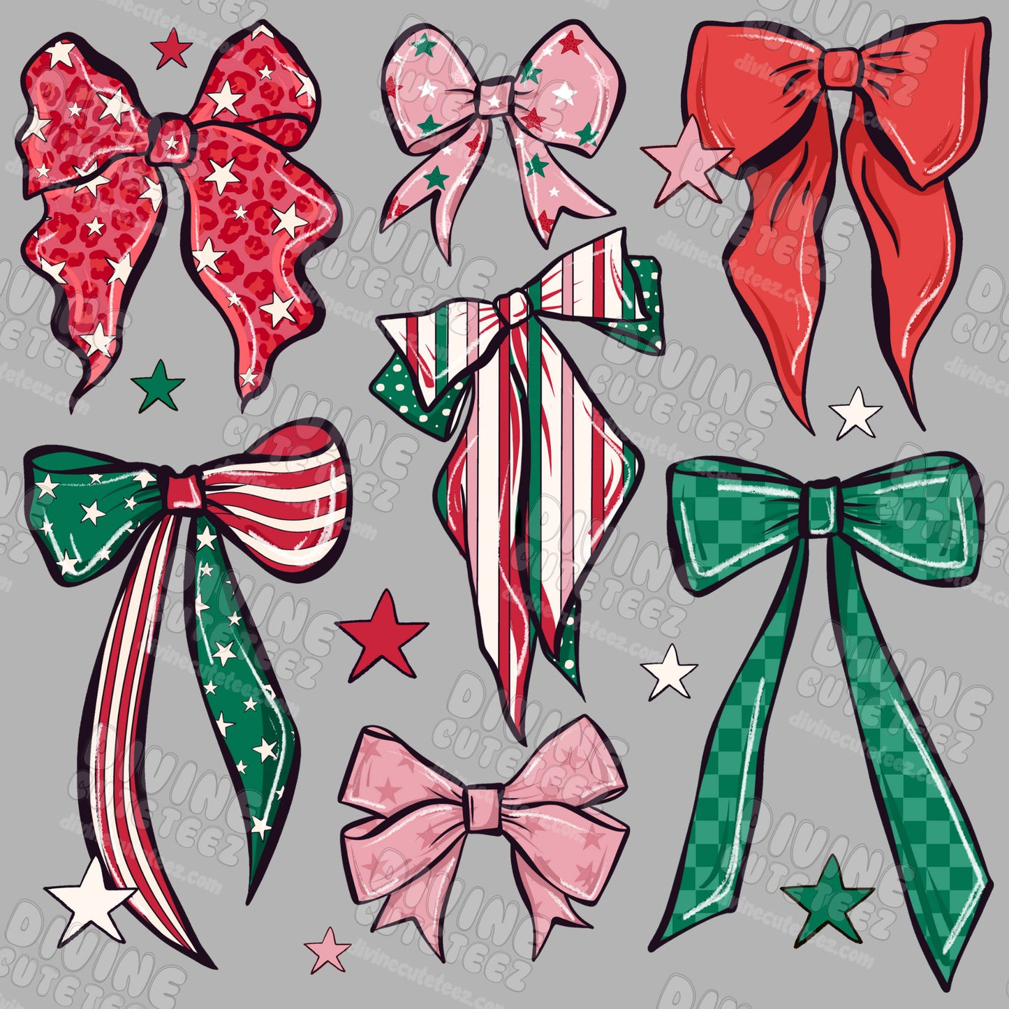 Christmas Bows DTF Transfer