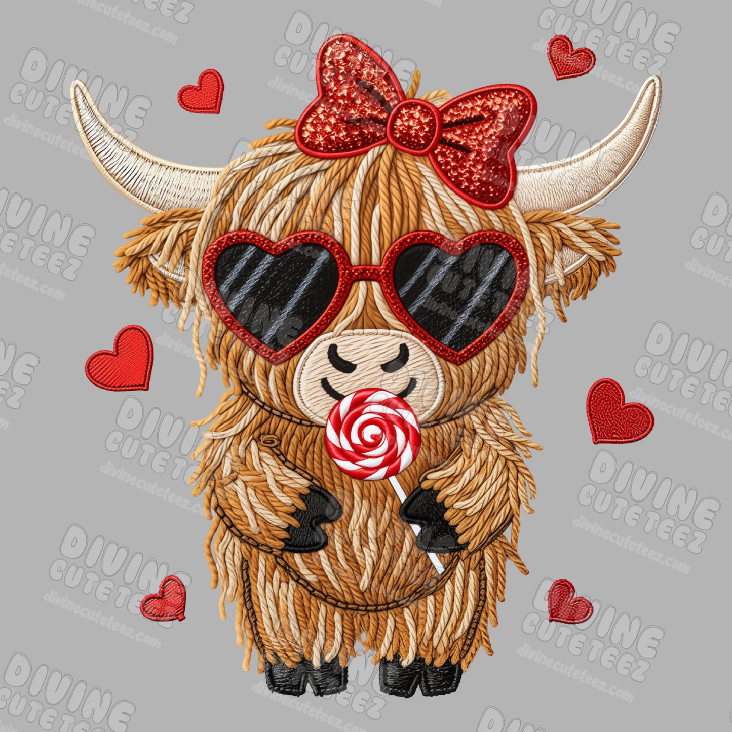 Valentine Highland Cow DTF Transfer