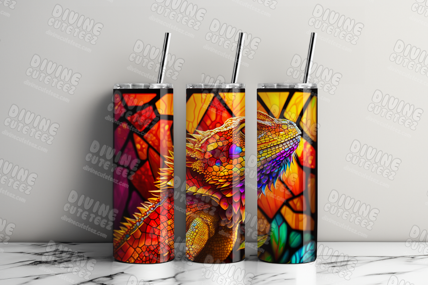 Stained Glass Bearded Dragon 20oz Sublimation Transfer