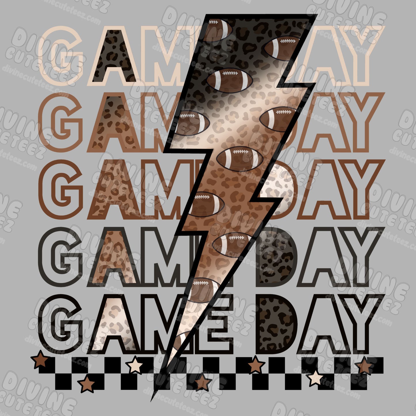 Cheetah Print Football Game Day DTF Transfer