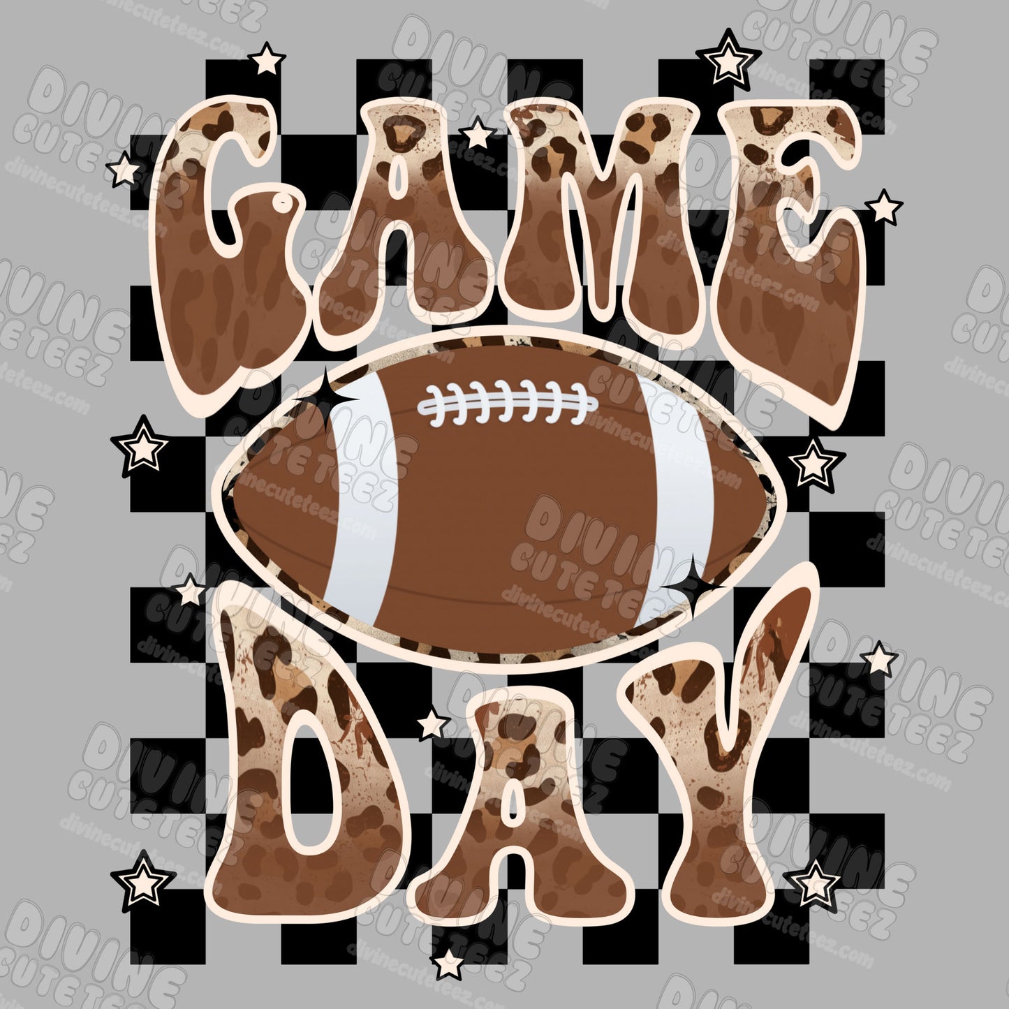 Checkered Cheetah Print Game Day DTF Transfer