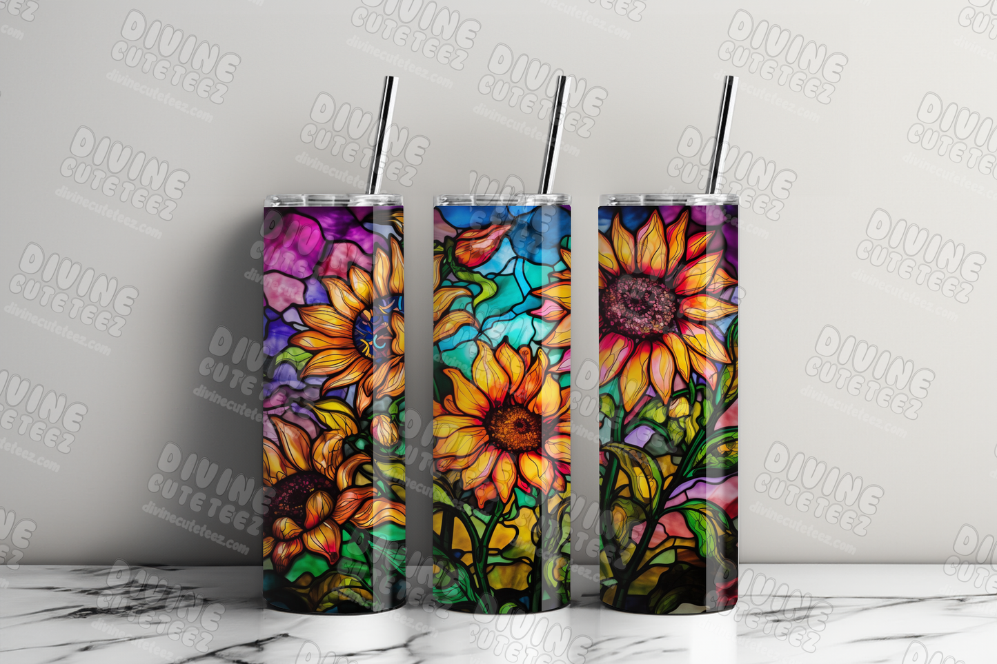 Stained Glass Sunflower 20oz Sublimation Transfer