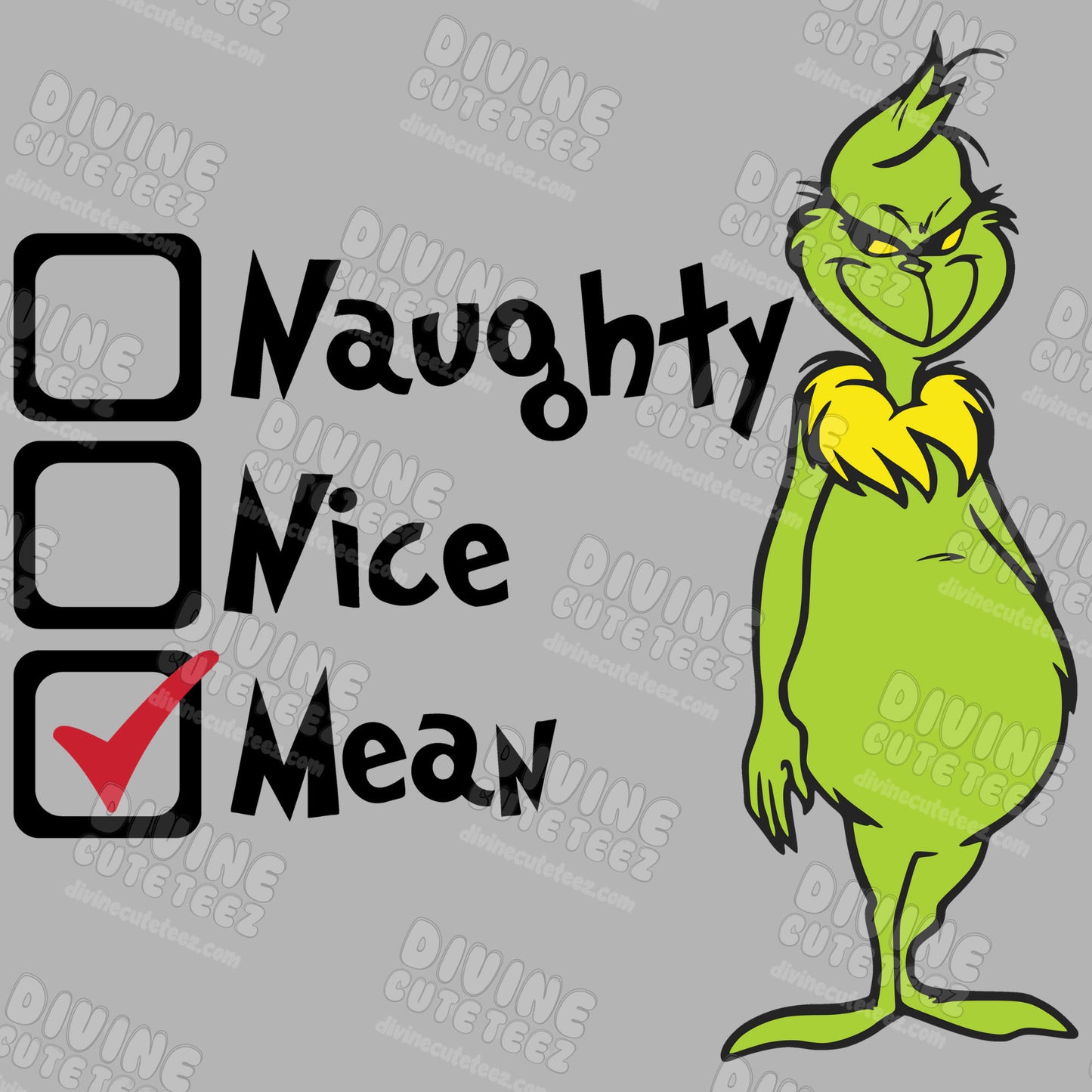 Naughty Nice Mean DTF Transfer