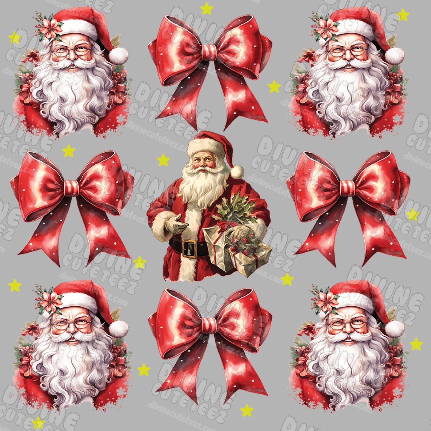 Santa Bows Collage DTF Transfer