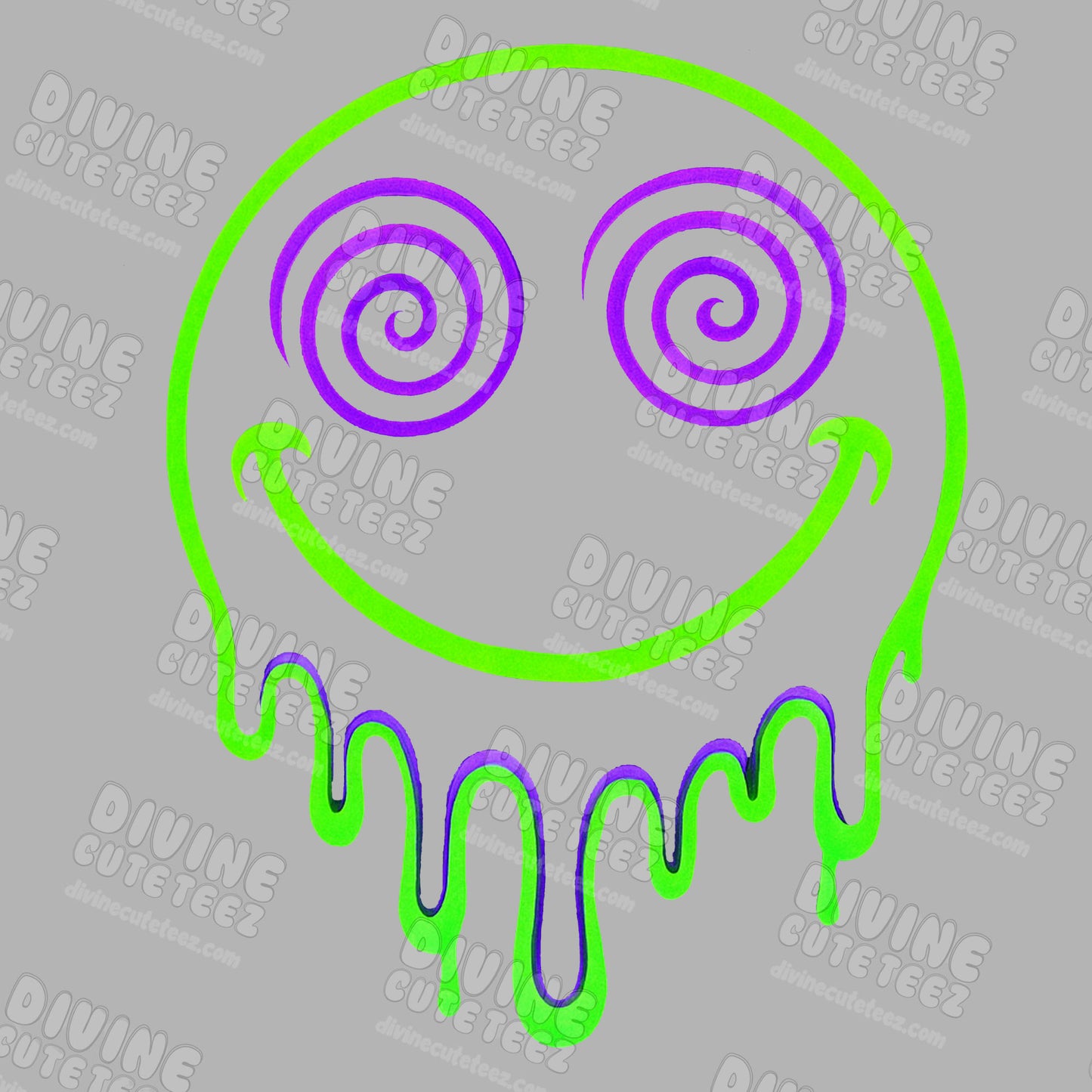 Neon Drippy Smiley DTF Transfer