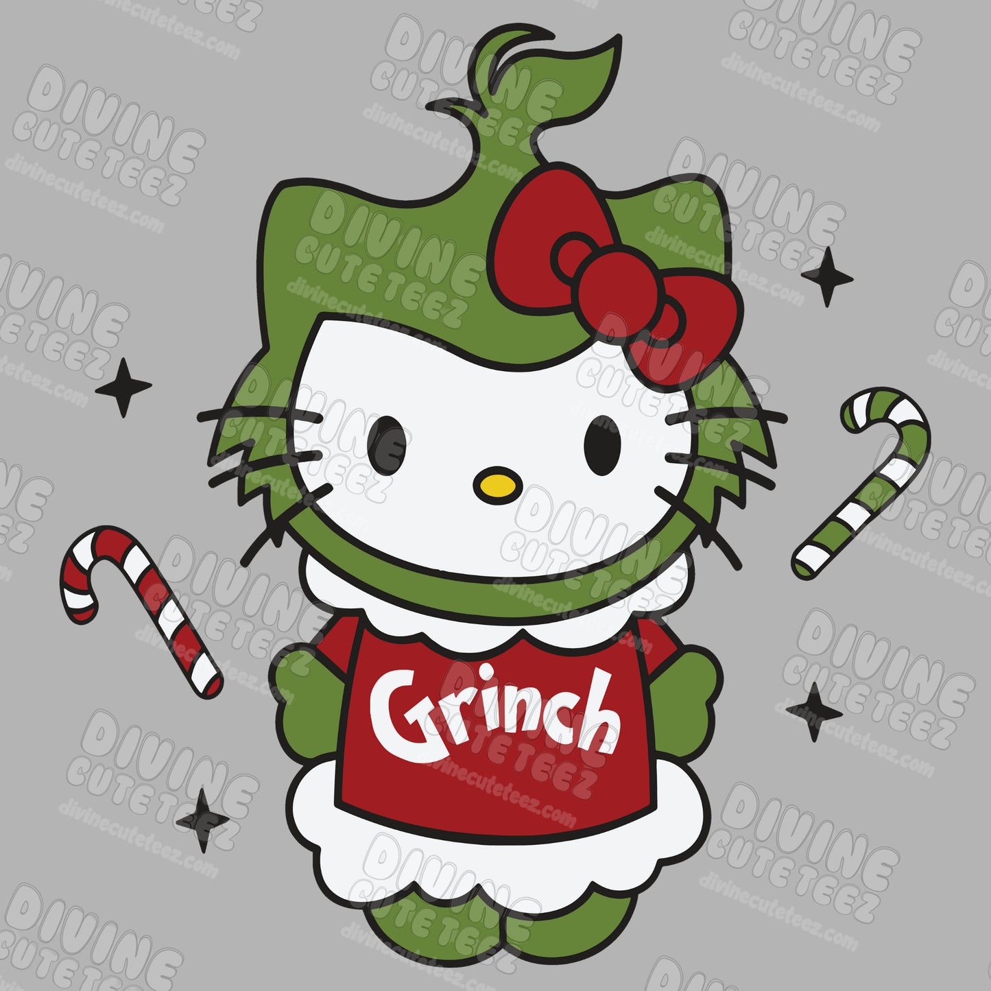 Grinch Hello Kitty DTF Transfer