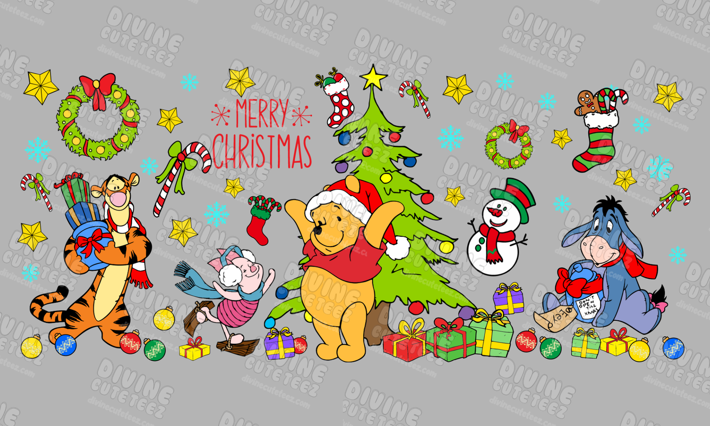 Merry Christmas Winnie 16oz UV-DTF Transfer