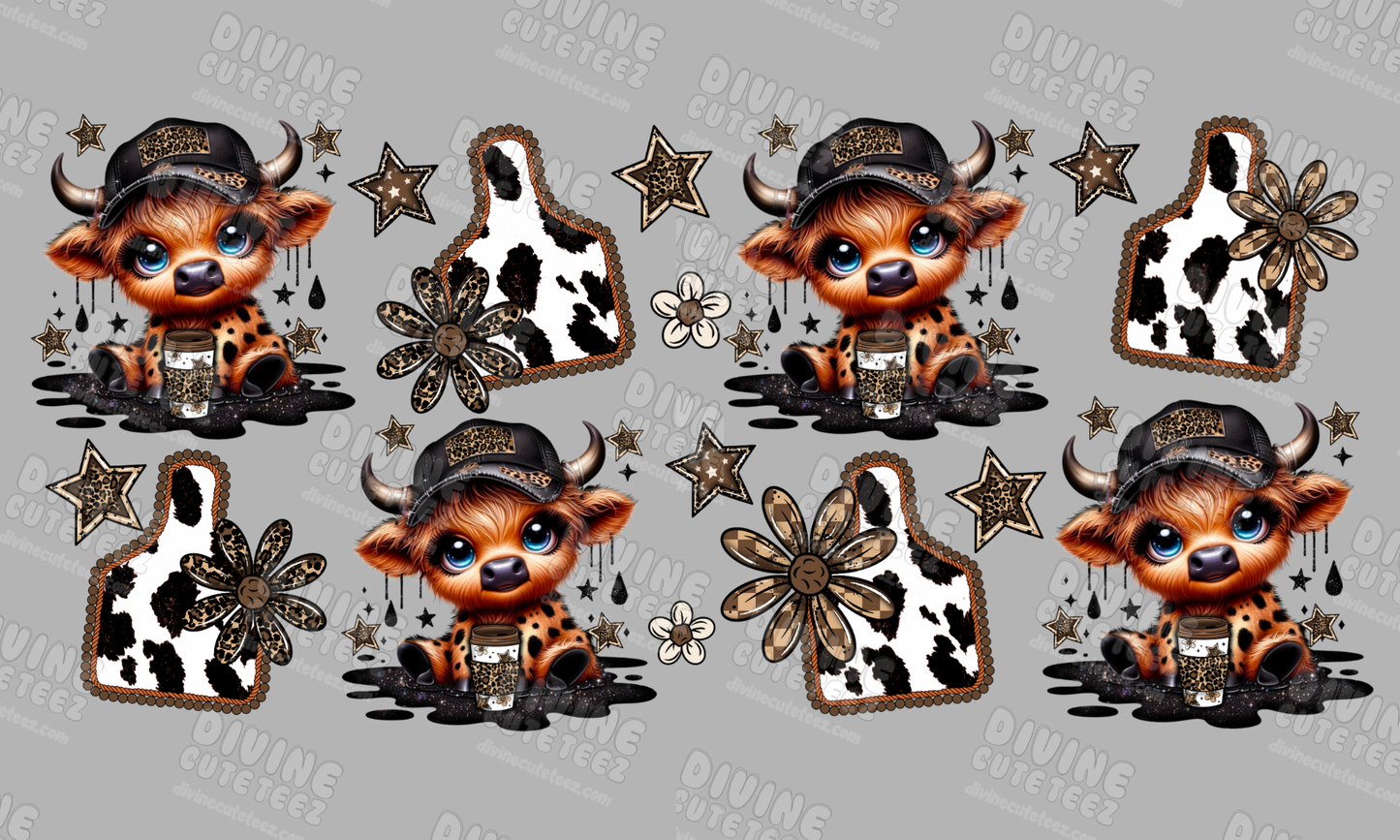 Western Coffee Cow 16oz UV-DTF Transfer