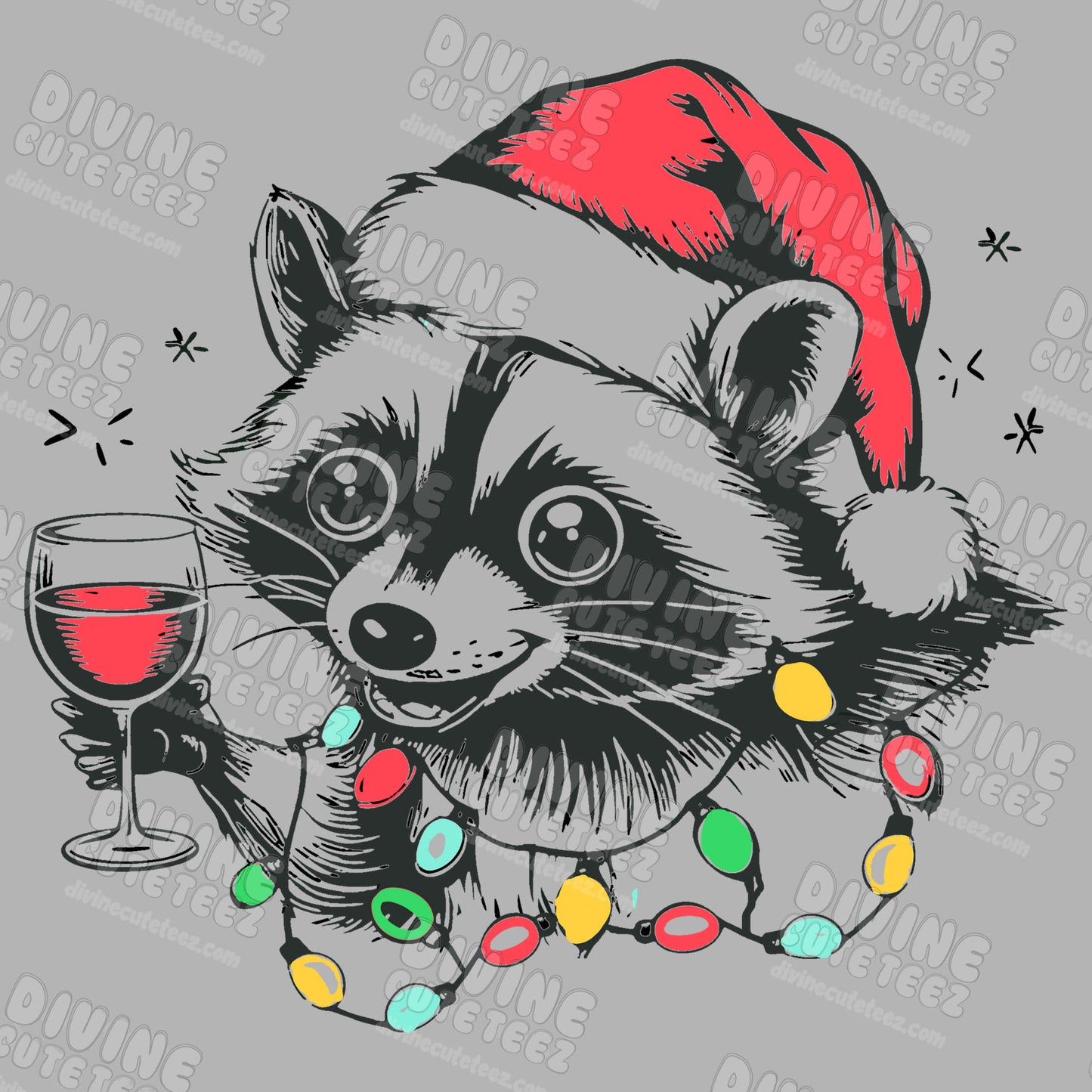 Festive Raccoon DTF Transfer