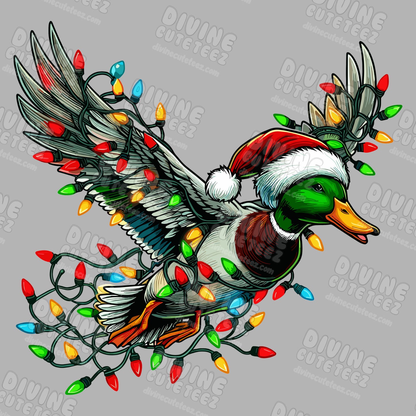 Christmas Light Duck DTF Transfer
