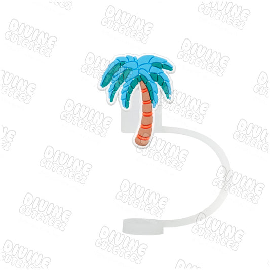 Blue Palm Tree Straw Topper