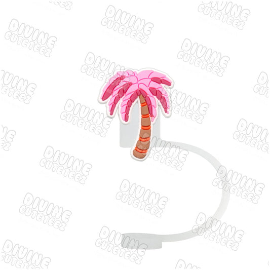 Pink Palm Tree Straw Topper
