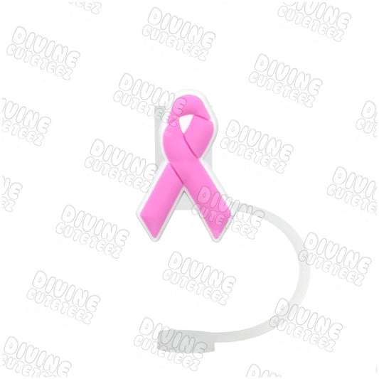 Breast Cancer Ribbon Straw Topper