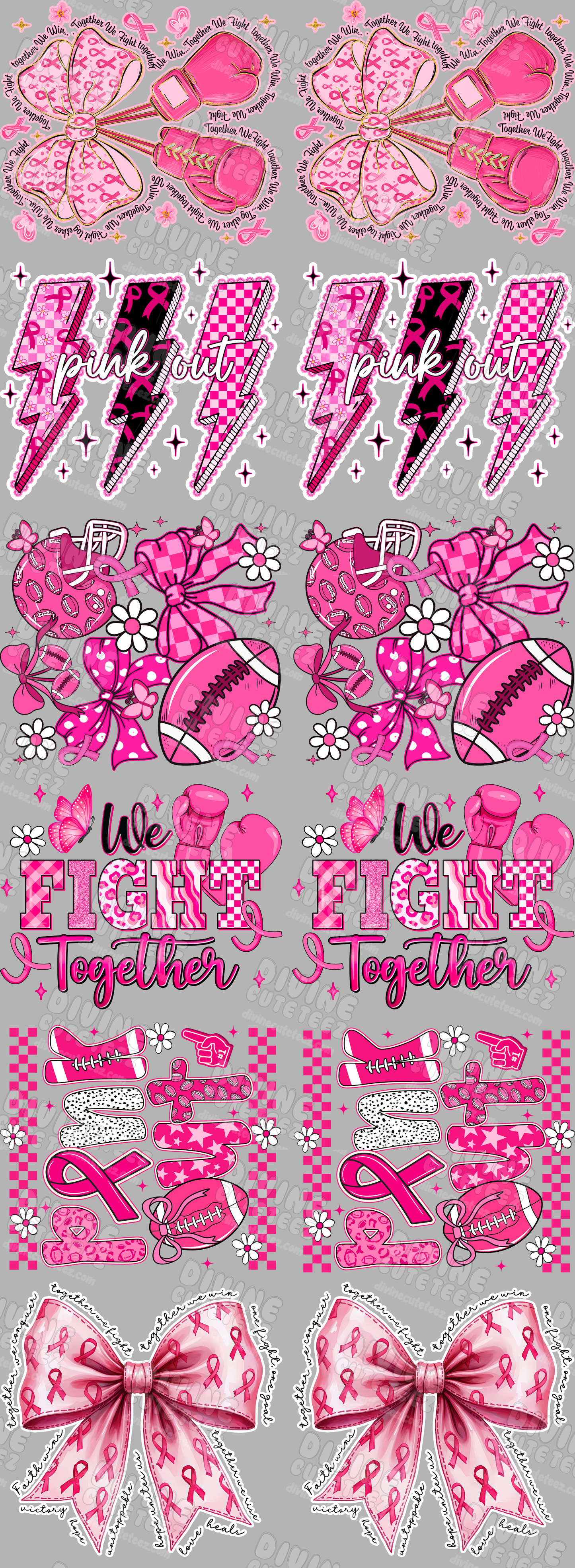 Breast Cancer Pink Out Premade DTF Gang Sheet