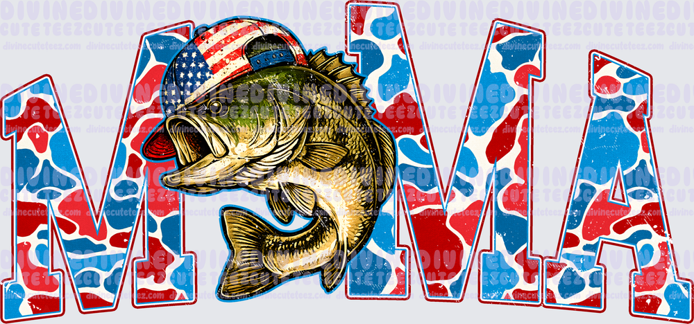 Red White & Blue Fish Mama