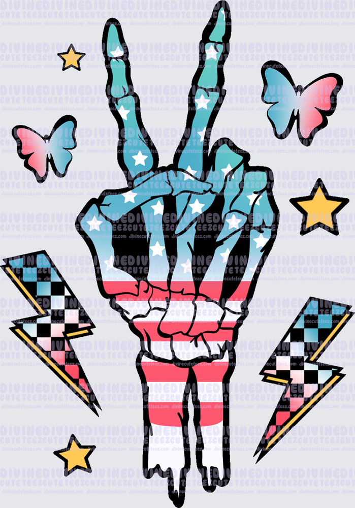Skeleton Peace Sign
