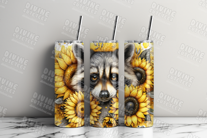 Sunflower Raccoon 20oz Sublimation Transfer